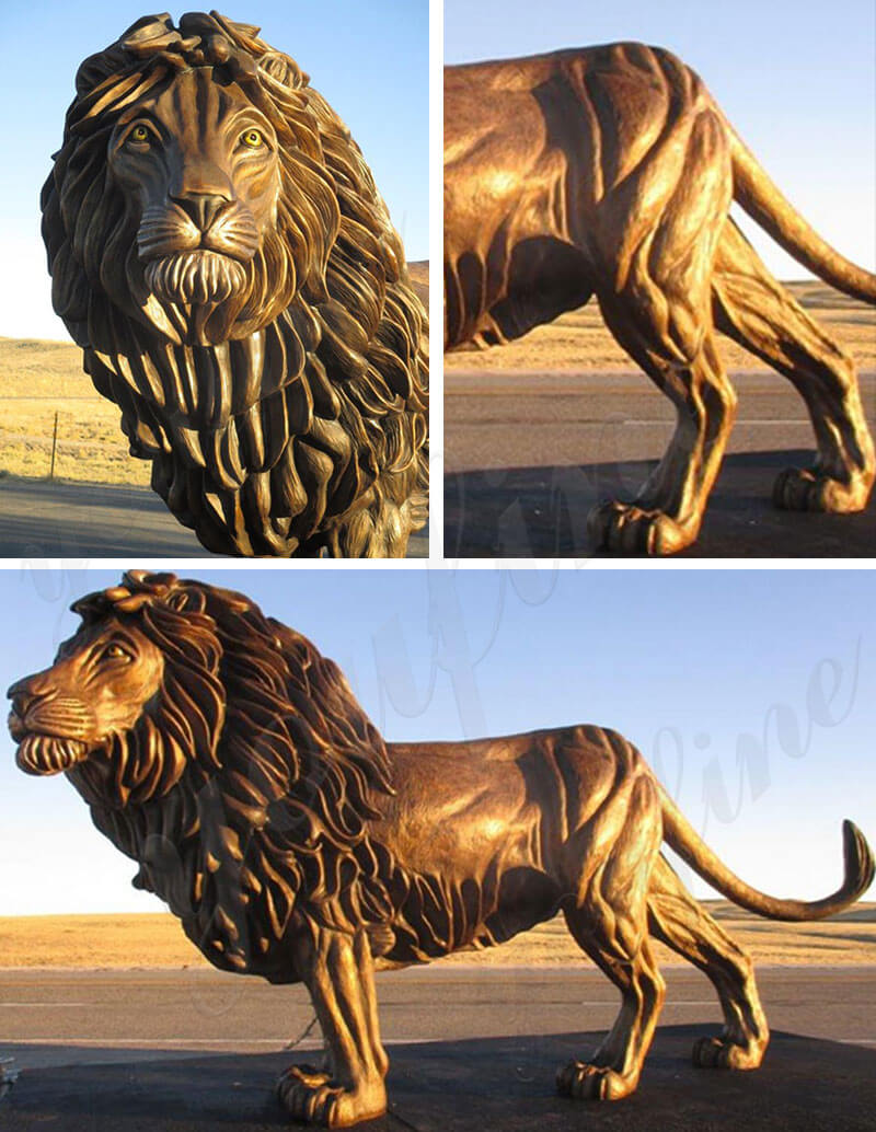 outdoor bronze lion sculpture