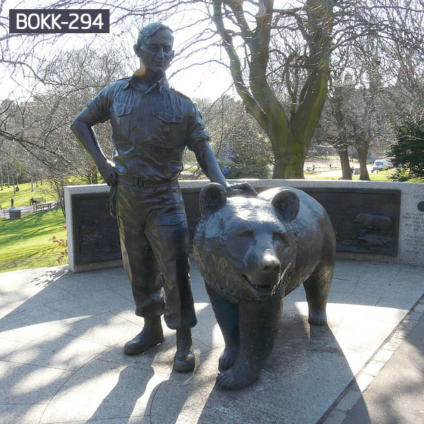 Woytek and Bear Bronze Sculpture
