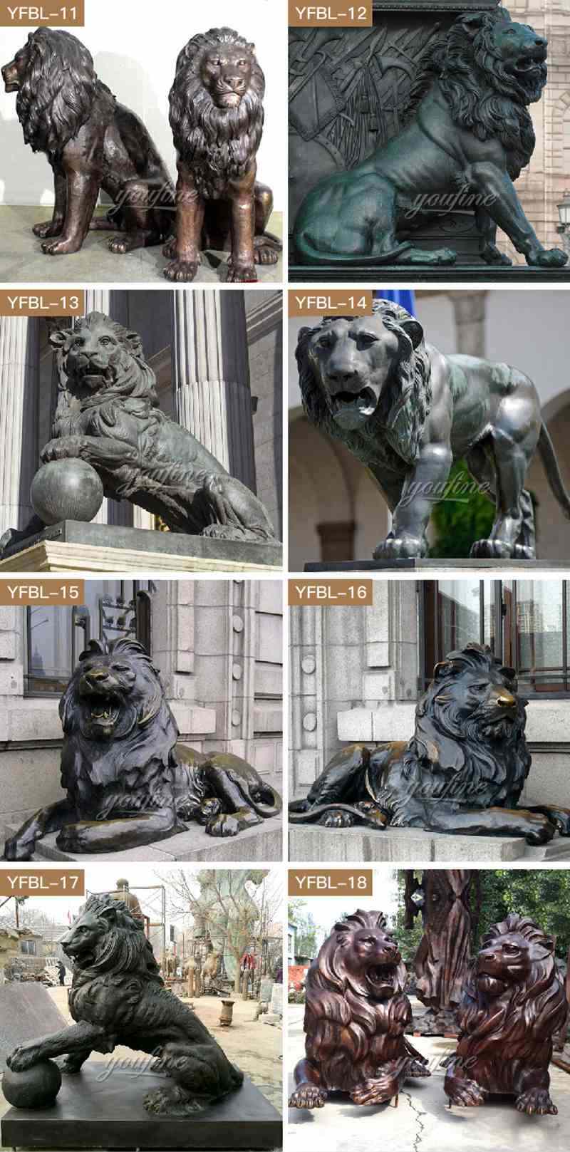 Bronze sitting lion sculpture