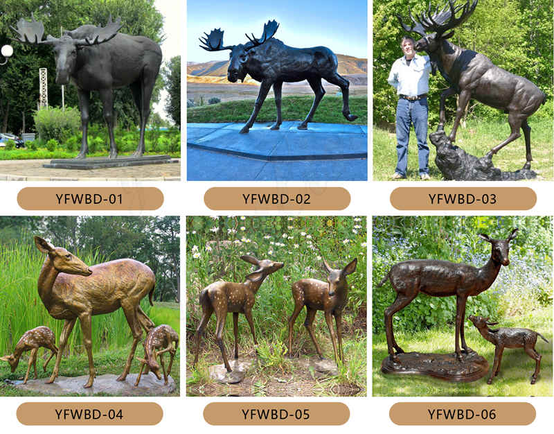 Life-size Bronze Casting Elk Statue Antique Outdoor Decoration supplier