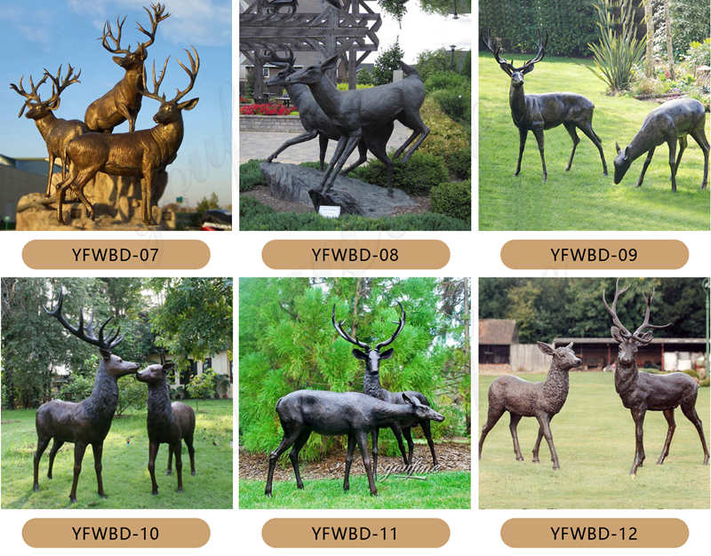 Life-size Bronze Casting Elk Statue Antique Outdoor Decoration supplier