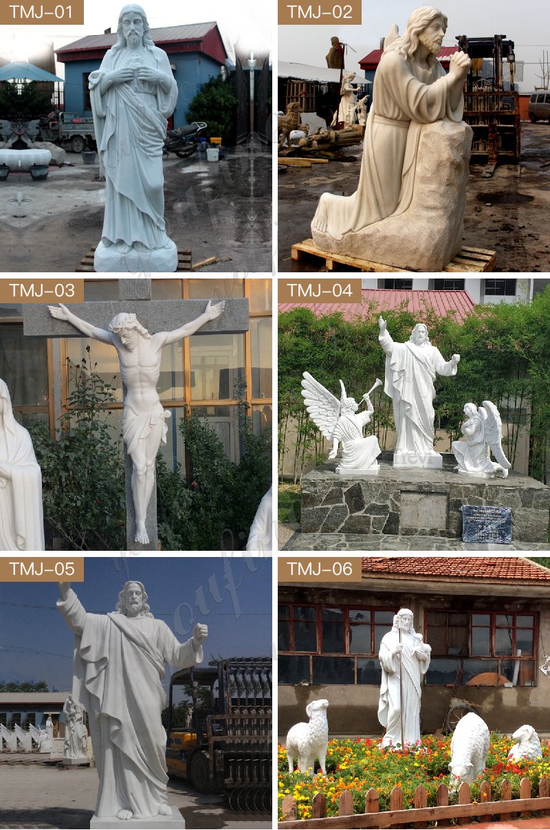 Church Decorated with White Marble Jesus Heart Sculpture