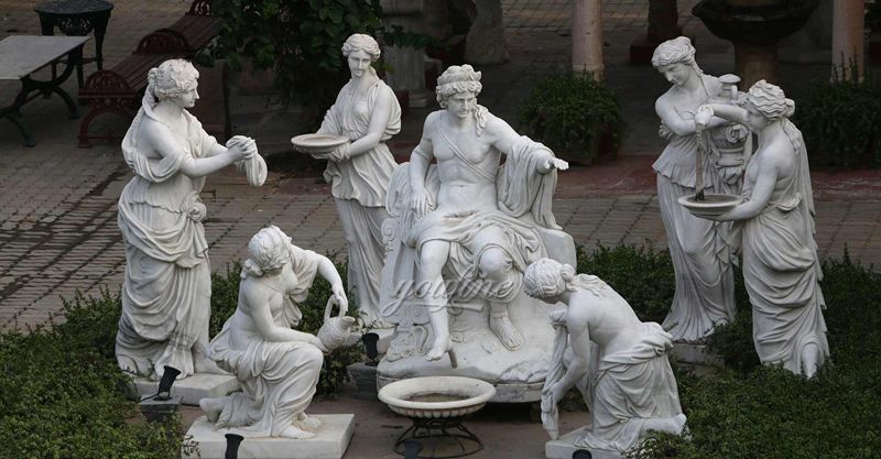 Outdoor Gardens Marble Apollo Bath Sculptures
