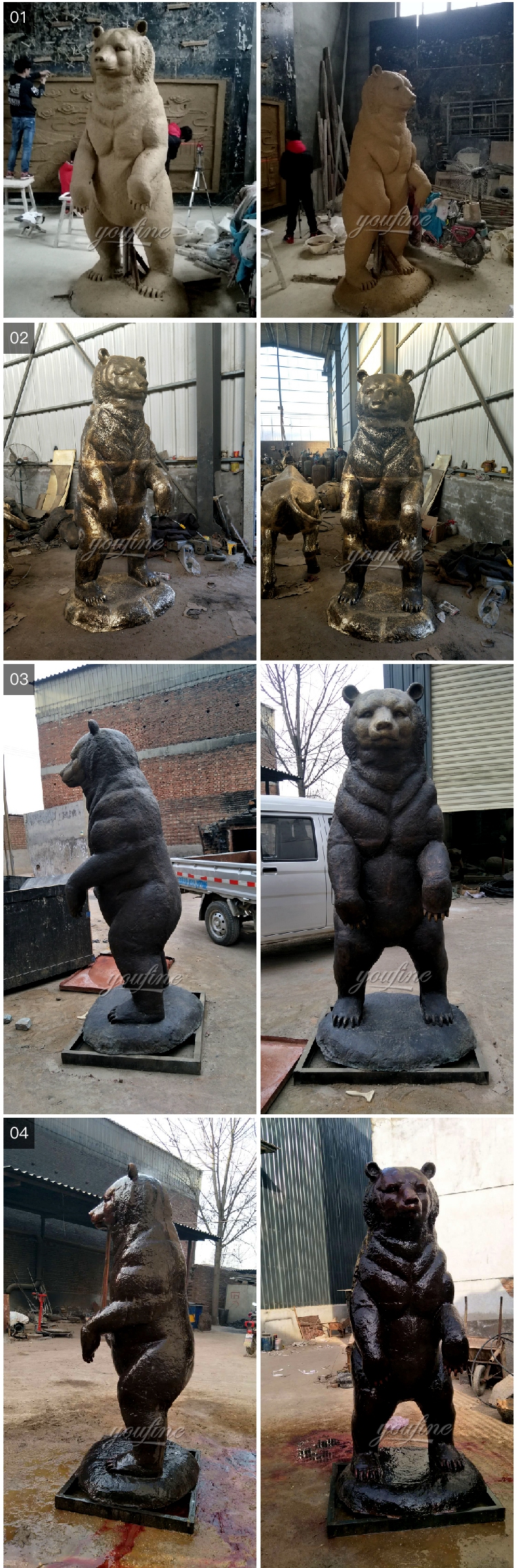 Bronze Three Bear Sculptures