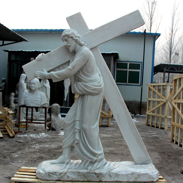 Marble Sculpture Jesus Carrying a Cross