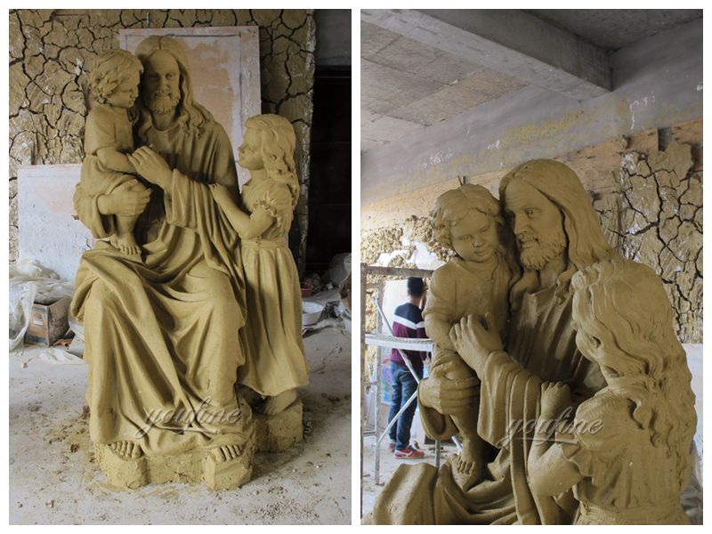 Life-size Jesus with Children Marble Sculpture Religious Sculpture CHS-704