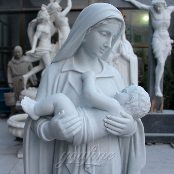 Life-size Marble Virgin Mary and Baby Jesus Sculpture for Sale CHS-285