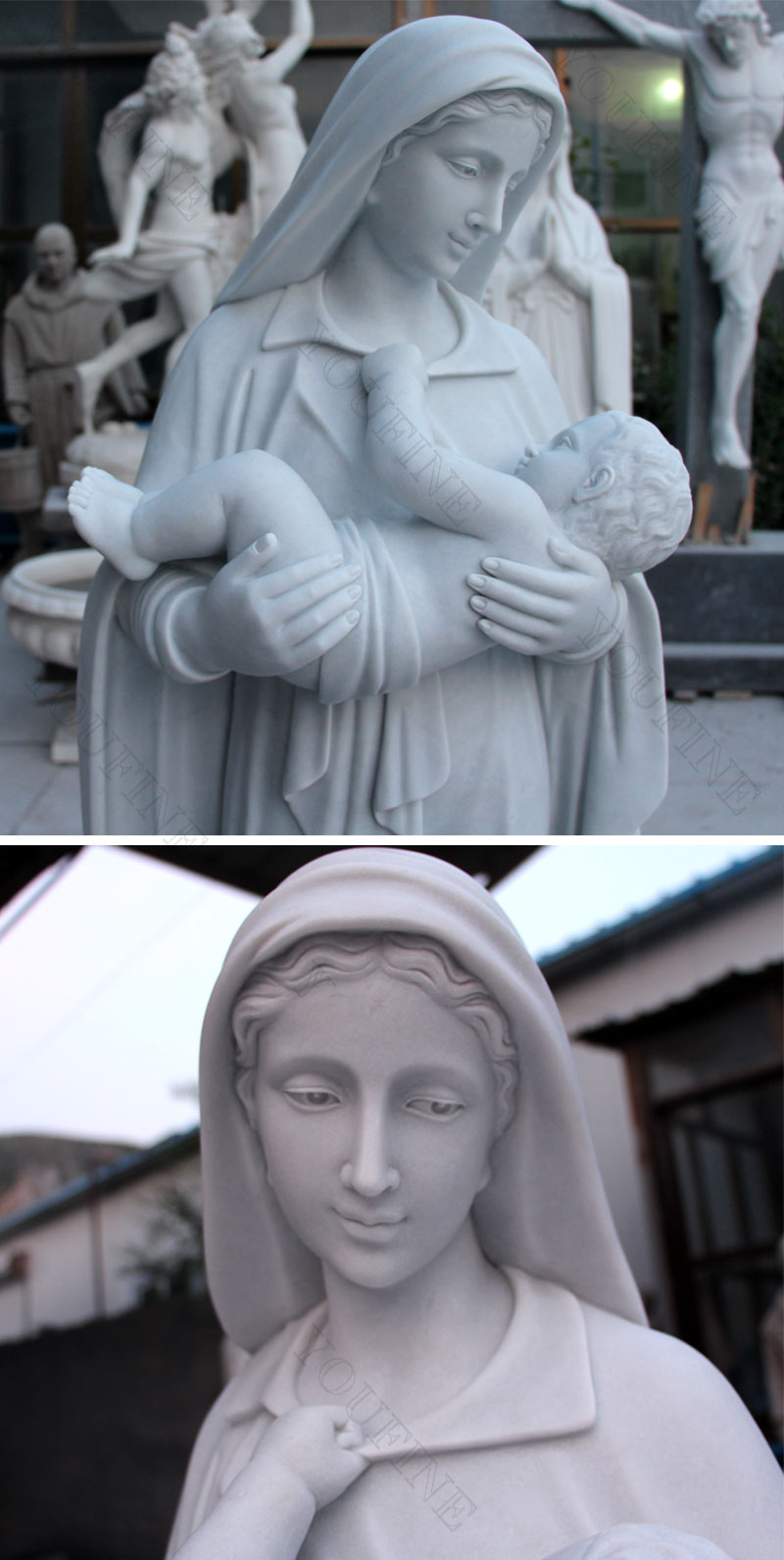 Life-size Marble Virgin Mary and Baby Jesus Sculpture for Sale CHS-285