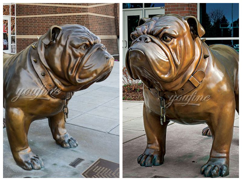 Large Garden Bronze Bulldog Statue