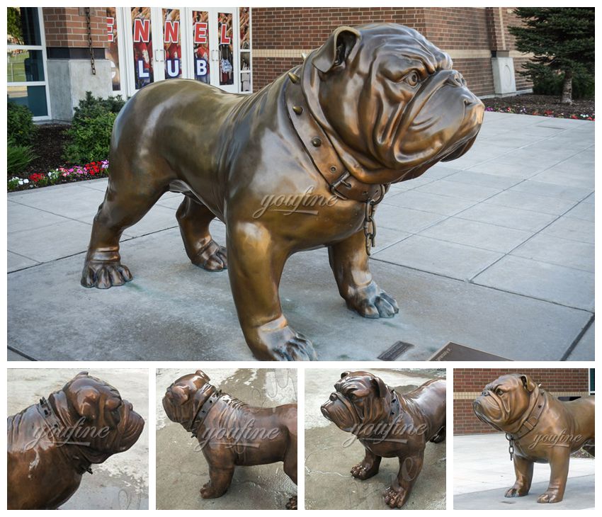 Large Garden Bronze Bulldog Statue