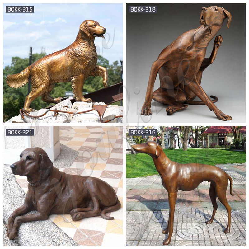 Life-size Handsome Bronze German Shepherd Dog Sculpture Art Decoration For Sale BOKK-325