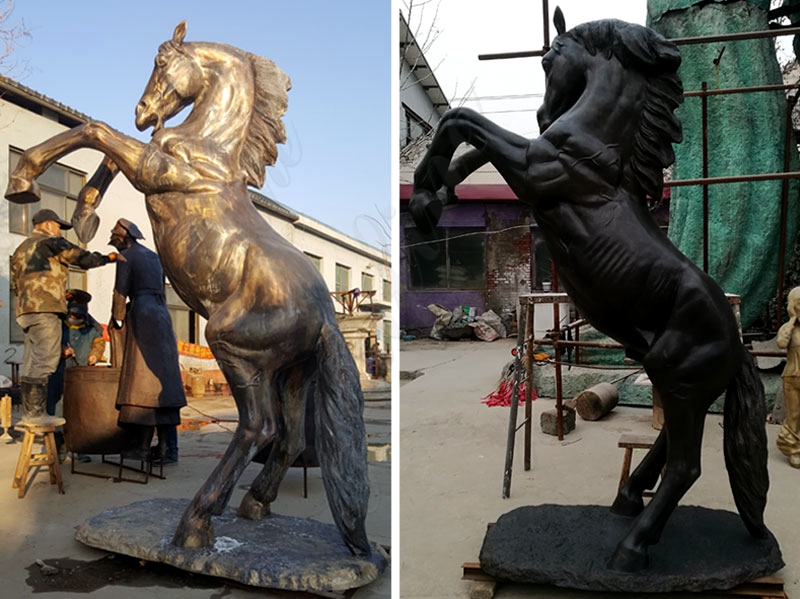 Outdoor Handmade Standing Bronze Horse Sculpture Ornaments for Sale MOKK-236