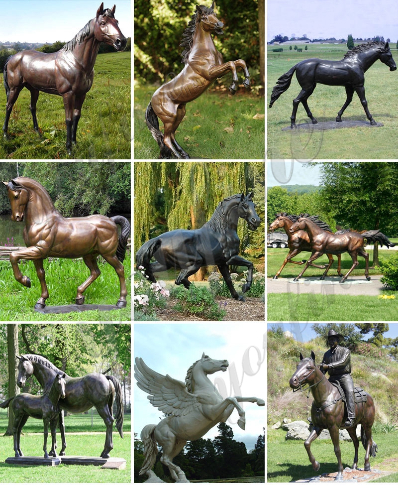 Outdoor Handmade Standing Bronze Horse Sculpture Ornaments for Sale MOKK-236