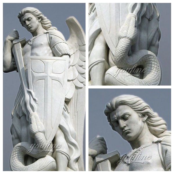 White Marble St. Michael Sculptures