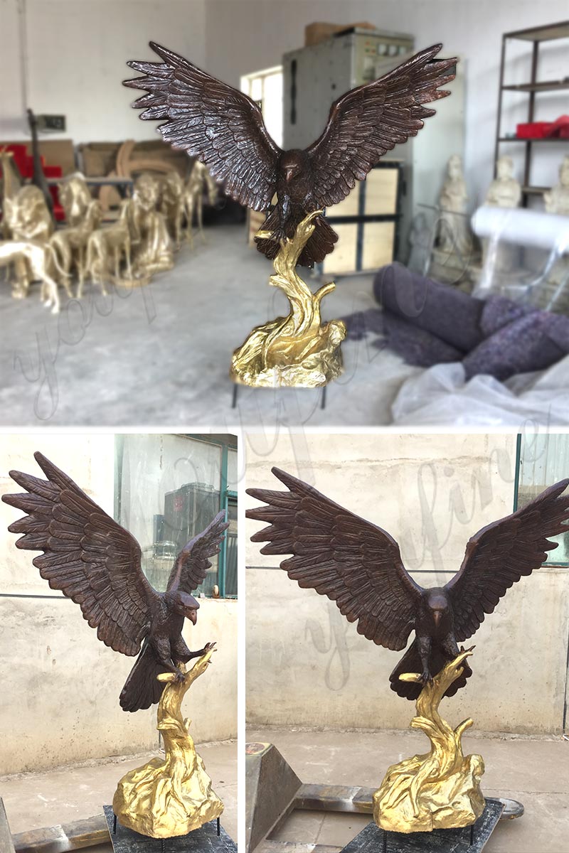 Large Outdoor Bronze Eagle Sculpture Art Decoration for Sale BOKK-601
