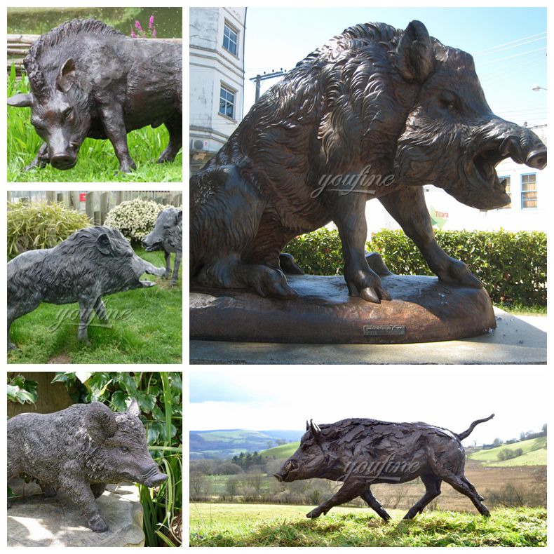 Hand-carved Outdoor Garden Decoration Bronze Wild Boar Sculpture