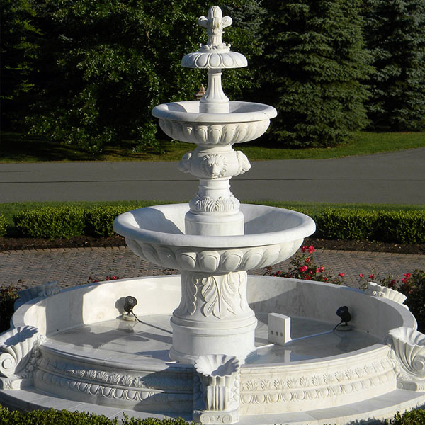 Hand-carved Marble Three-tier Fountain