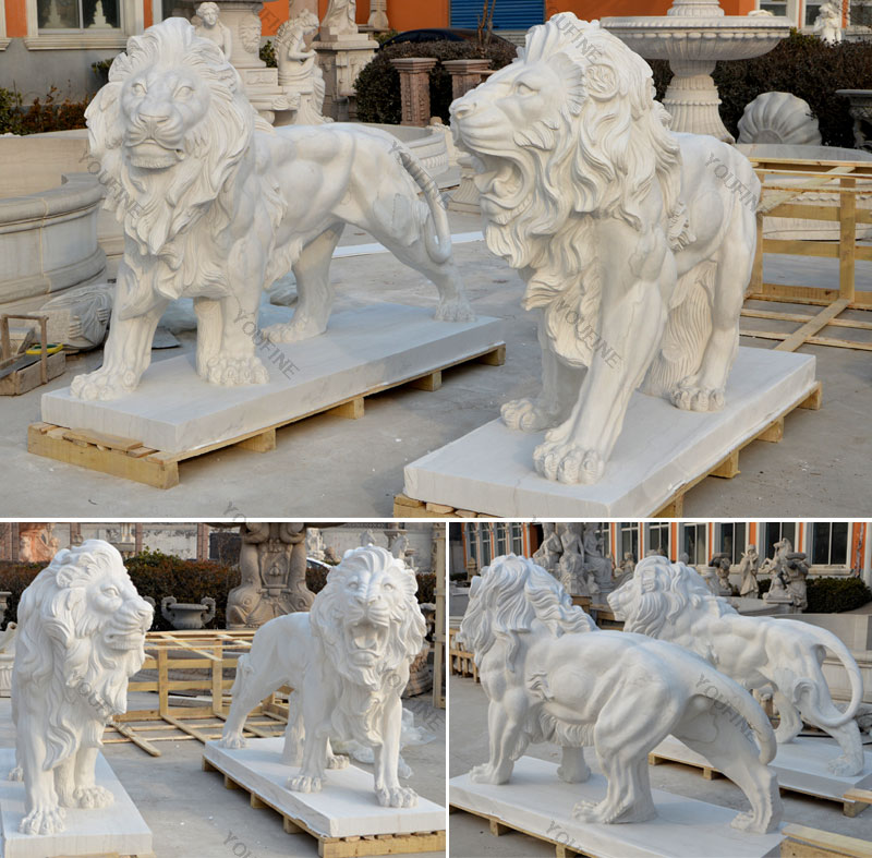 Outdoor Garden Decoration Animal Sculpture Marble Lion Statue
