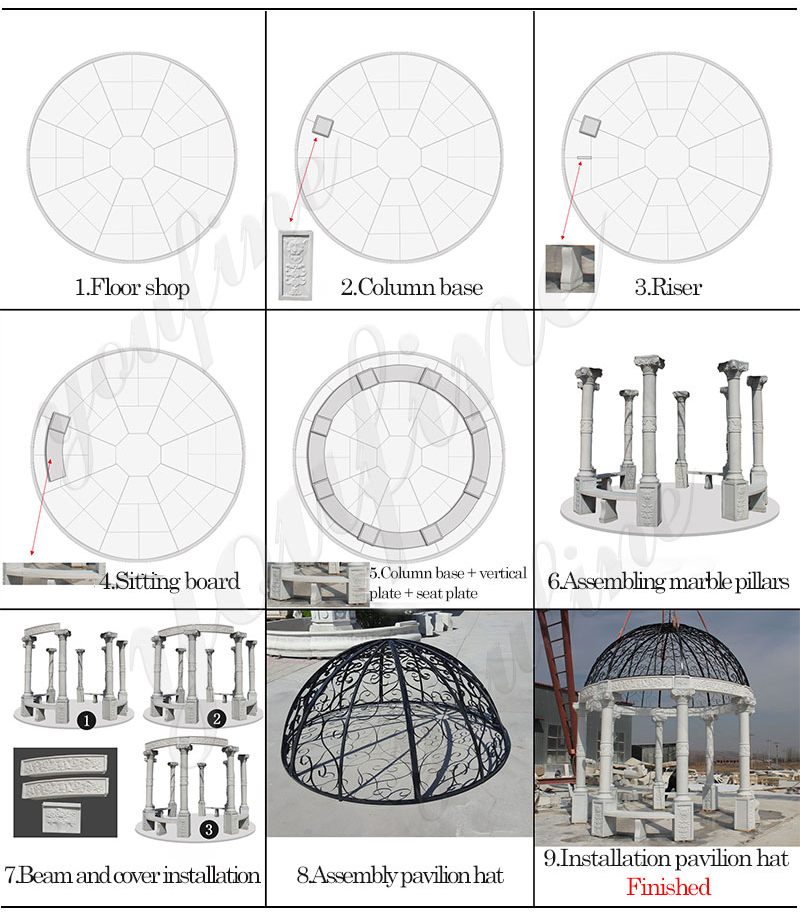 Outdoor Garden Decoration Wedding Layout Beautiful Marble Pavilion for Sale