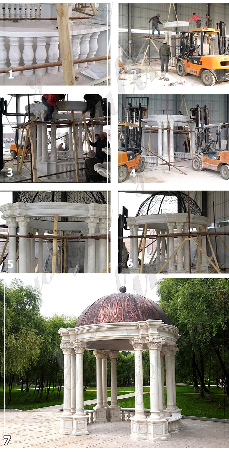 Large Outdoor Garden Marble Pavilion for Wedding Decoration for Sale