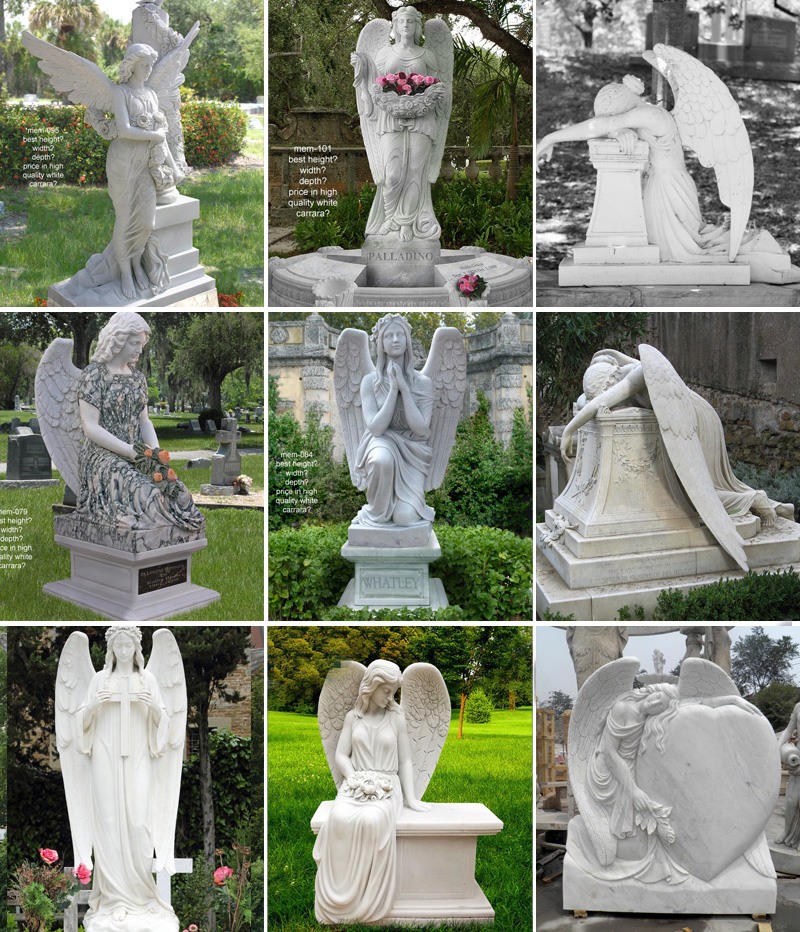 Marble Weeping Angel Memorial Tombstone