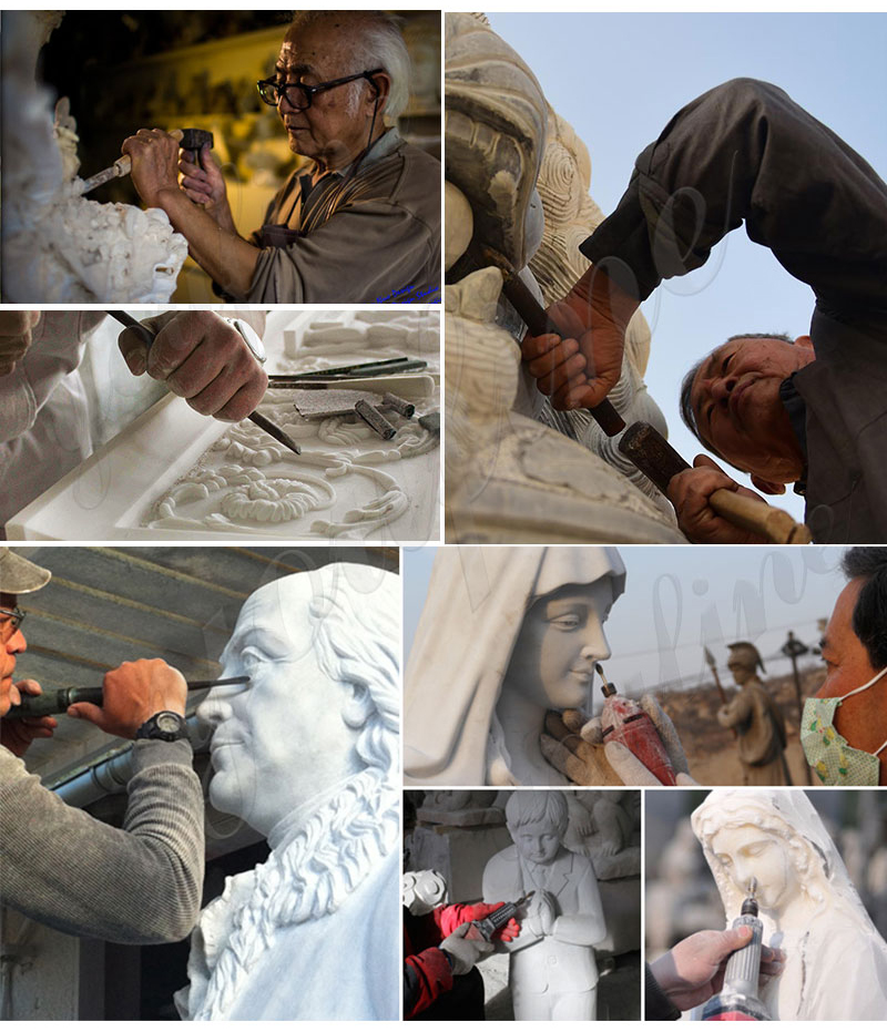 Life-size Marble Virgin Mary Sculpture