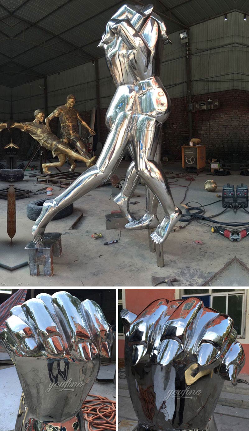 Metal Outdoor Sculptures Abstract Hands Stainless Steel Sculpture