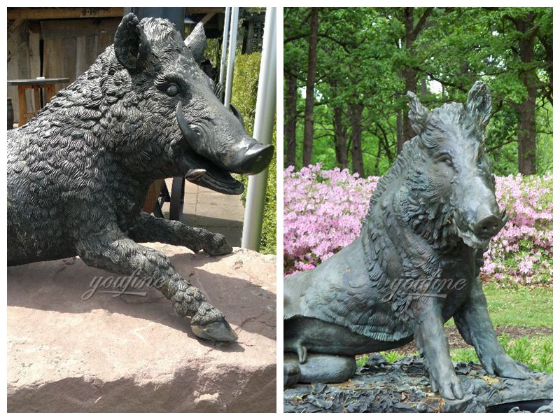 High Quality Outdoor Square Bronze Boar Sculpture for Sale BOKK-385