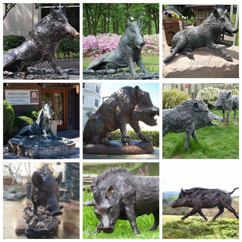 High Quality Outdoor Square Bronze Boar Sculpture for Sale BOKK-385