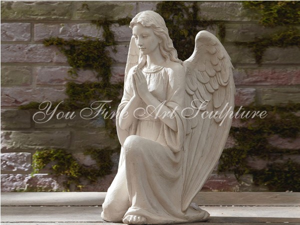 Natural marble kneel angel statue