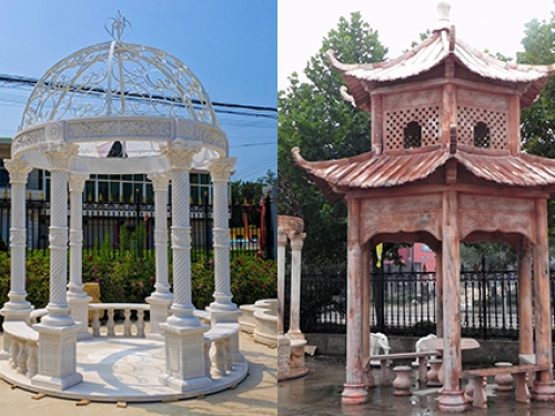 What_is_the_structure_and_difference_between_marble_Chinese_gazebos_and_European_gazebos