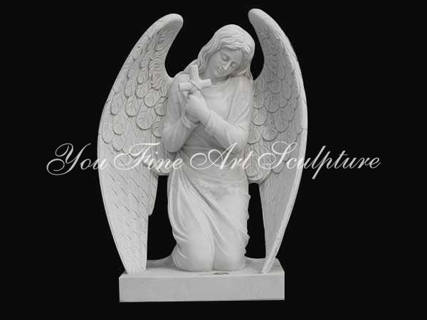 Natural marble kneel angel statue
