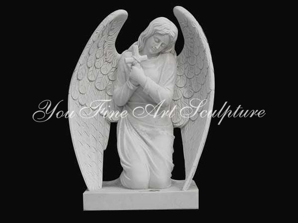 Natural marble kneel angel statue