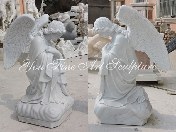 Natural marble kneel angel statue