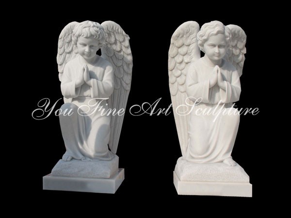 Decoration white marble praying angel sculpture