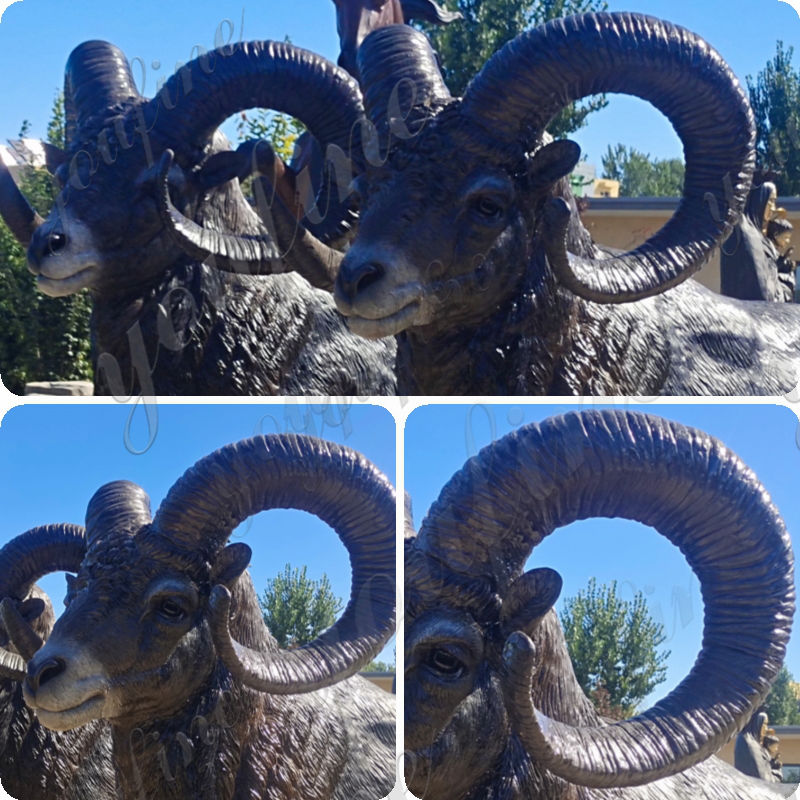 bighorn sheep bronze sculpture  details