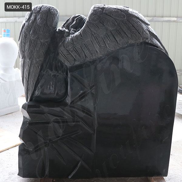 Black Marble Angel Tombstone