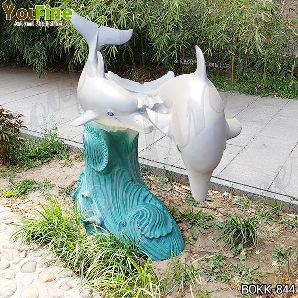 High quality painted bronze dolphin sculpture for Sale