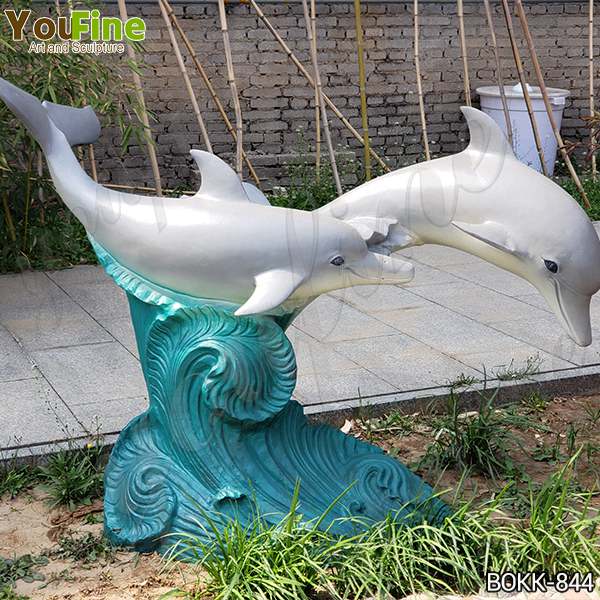 High quality painted bronze dolphin sculpture for Sale