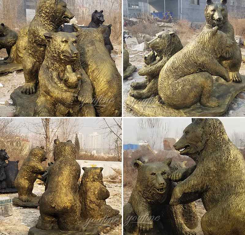 Bronze Bear Family Sculpture