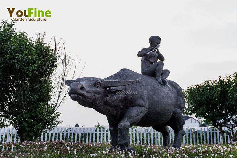 Shepherd Boy Cattle Bronze Sculpture