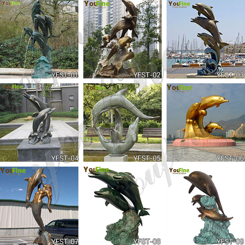 bronze dolphin sculpture -Factory Supplier