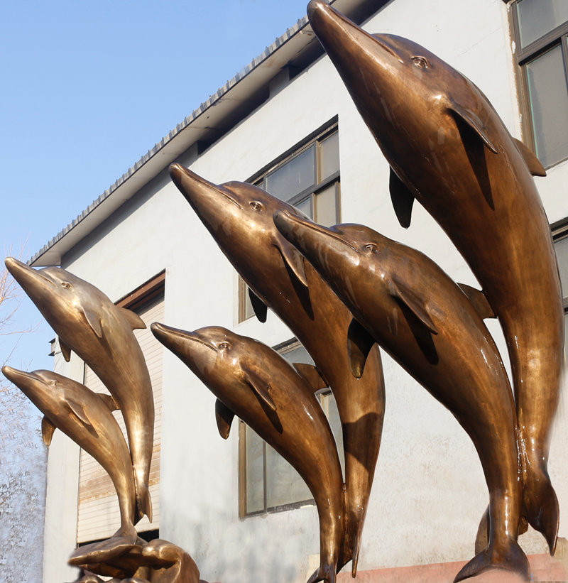bronze dolphin statues-YouFine Sculpture