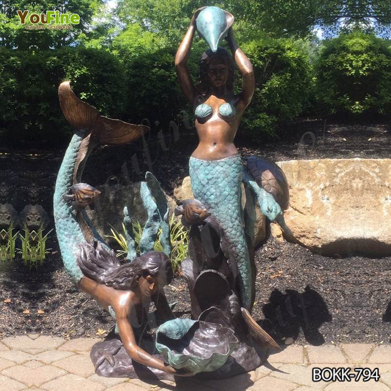 Custom Life-size Bronze Mermaid Sculpture Fountain for Sale