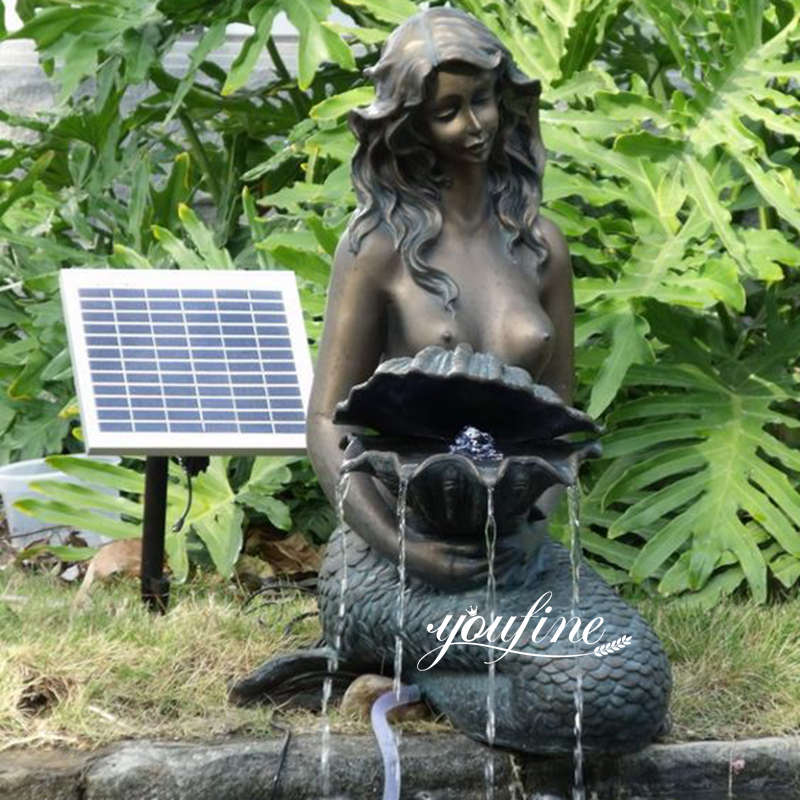 casting bronze garden mermaid water fountain-Factory Supplier