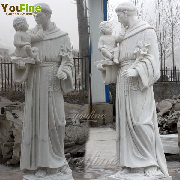 Life-size Marble Saint Anthony and Jesus Sculpture