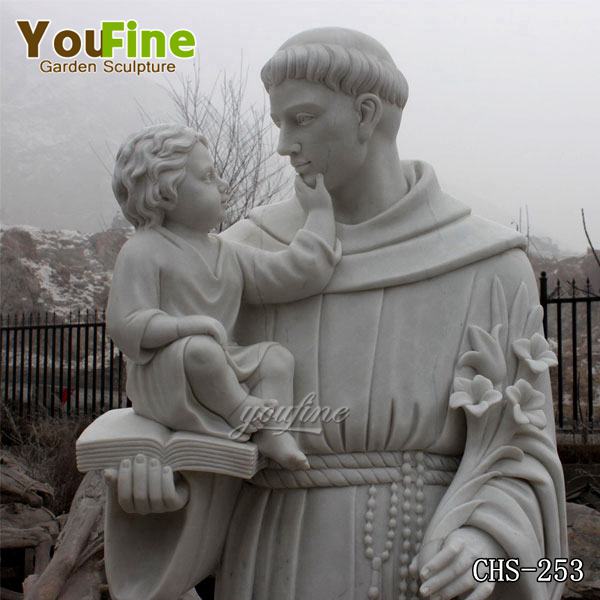 Life-size Marble Saint Anthony and Jesus Sculpture