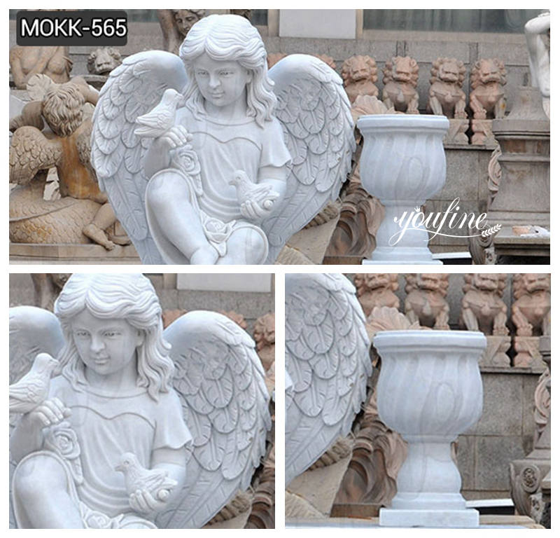 Marble Cherub and Bench Tombstone
