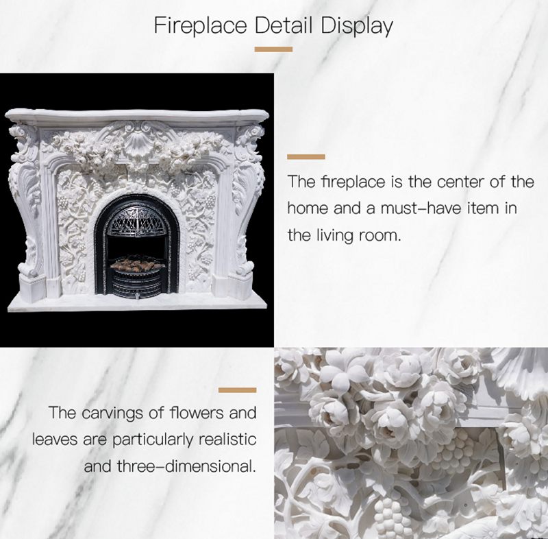 Hand Carving Large Marble French Fireplace Mantels Home Decor for Sale