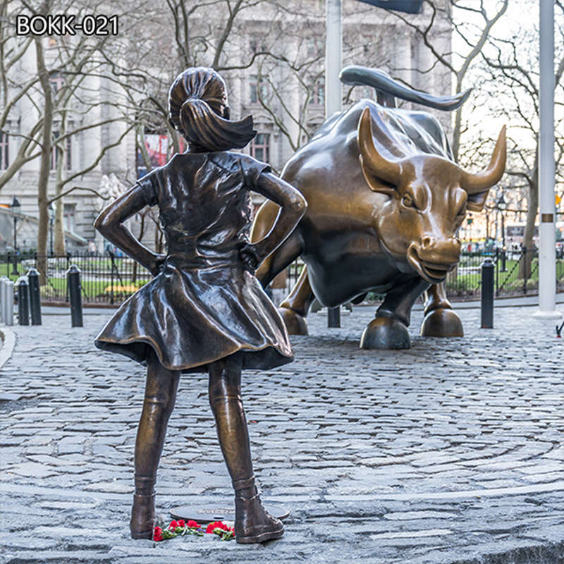 Custom Famous Bronze Fearless Girl Statue Wall Street Replica